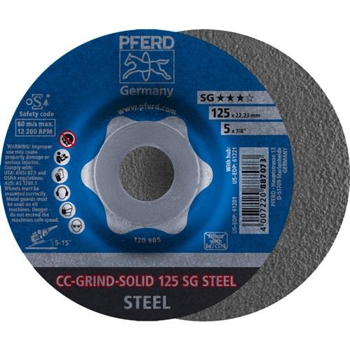 PFERD Schleifscheibe CC-GRIND-SOLID SG STEEL D125xSmm gekr.STA Bohr.22,23mm PFERD