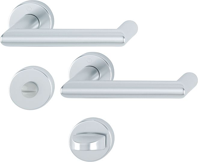 HOPPE® Drückergarnitur mit Rosetten Rotterdam 1401/42KV/42KVS, Aluminium, 3609057 HOPPE® Drückergarnitur mit Rosetten Rotterdam 1401/42KV/42KVS, Aluminium, 3609057