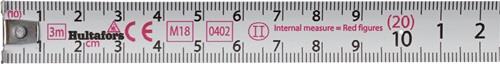HULTAFORS Taschenrollbandmaß Talmeter L.3m B.16mm mm/cm EG II ABS Messlasche HULTAFORS