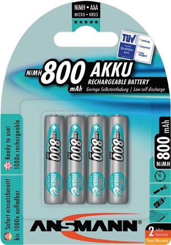 ANSMANN Akkuzelle maxE 1,2 V 800 mAh R03-AAA-Micro HR03 4 4St./Blister ANSMANN