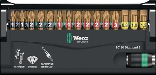 WERA Bitsortiment Bit-Check Diamond 1 30-tlg.Schlitz/PH/PZD/TX WERA