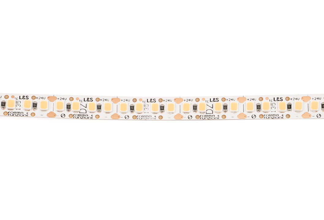 L&S LED-Band HE 200LEDs/m (2835), 4000K, 4 LEDs/20mm, 24DC, 11,5W/m, 8mmx50m, white PCB, IP20