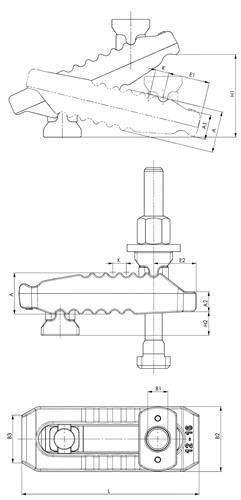 AMF Spannpratze Nr.6312VT Krokodil f.T-Nut 12mm Spann-H.0-70mm M12x12x160mm AMF