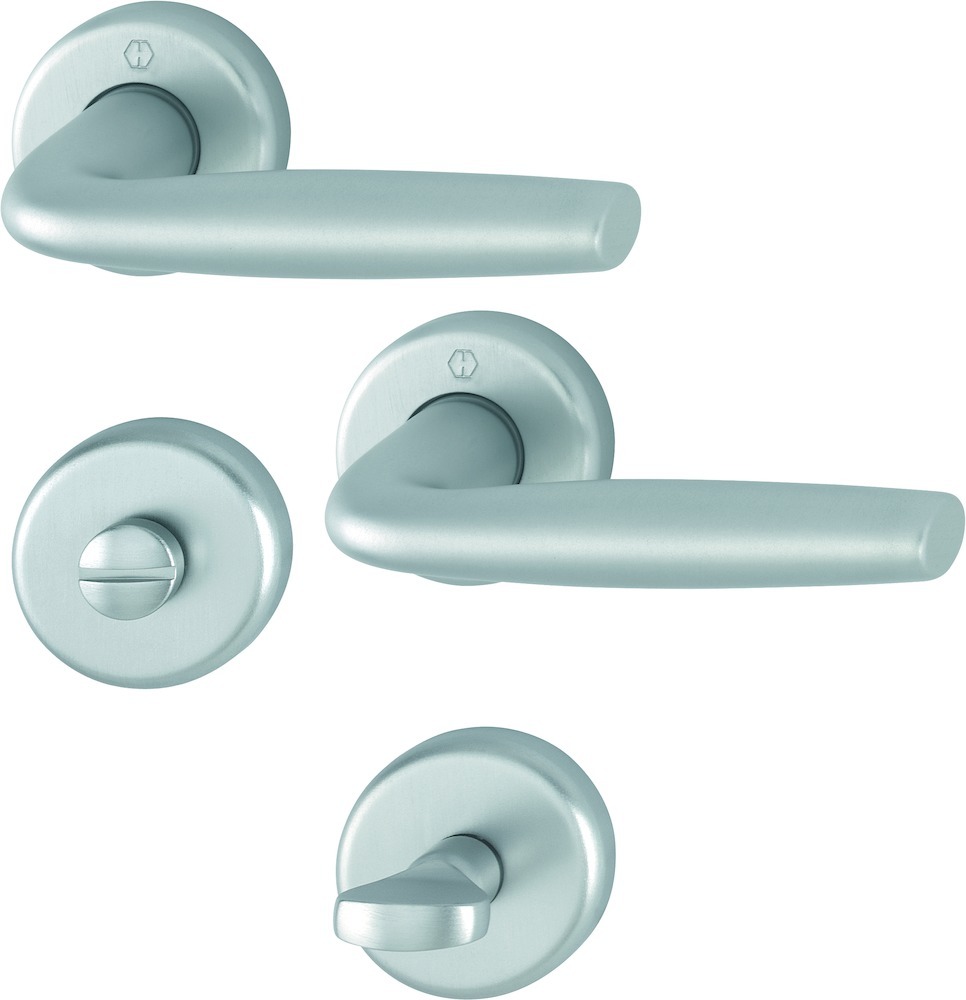 HOPPE® Drückergarnitur mit Rosetten Milos 1617/17KV/17KVS, Aluminium