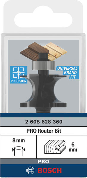BOSCH Halbstabfräser Standard for Wood, 8 mm, 6 mm, 19 mm, 63 mm