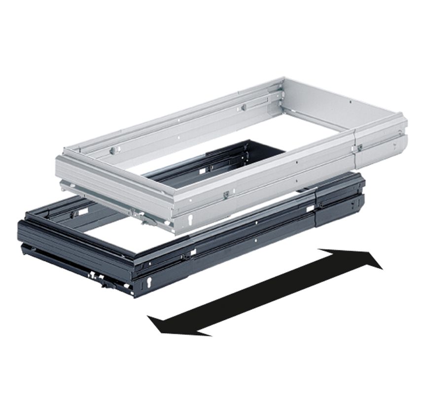 HETTICH Stufenlos breitenverstellbarer Hängeregistraturrahmen Systema Top 2000, 700 - 872, Aluminium Optik, 9011423