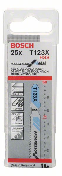 BOSCH Stichsägeblatt T 123 XF Progressor for Metal, 25er-Pack