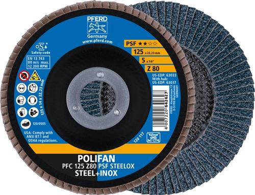 PFERD Fächerscheibe POLIFAN Z PSF STEELOX D.125mm K.80 kon.STA/INOX ZK PFERD
