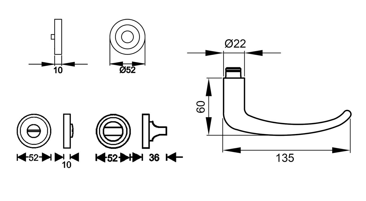 KARCHER DESIGN Drückergarnitur ER22 - Elba, Bad, Edelstahl