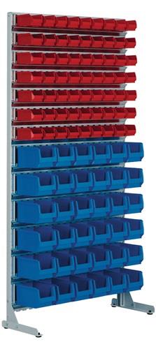 Nordwest Ständerregal eins.H2010xB1010xT400mm 63 x MK5 rot,36 x MK4 blau lichtgrau