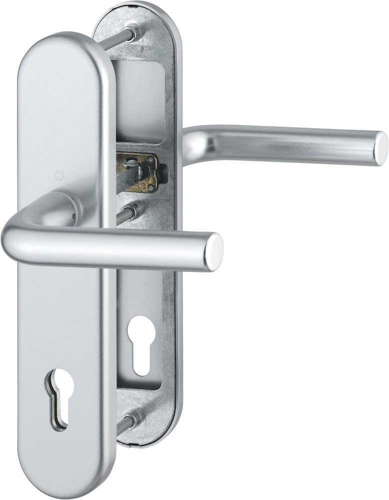 HOPPE® Schutz-Drückergarnitur mit Langschild Bonn 150/3331/3310, 10/92 mm, Aluminium, 3663504