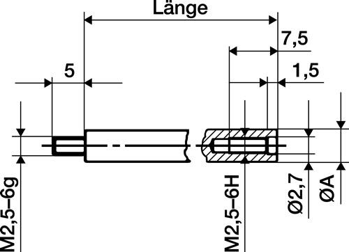 KÄFER Verlängerungsstück L.100mm Messbolzen-D.4mm z.Messuhren KÄFER