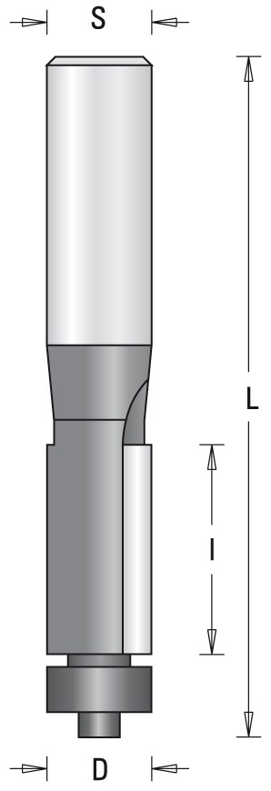 GUHDO HW-Bündigfräser Z2 S8 D12,7 l=25 mit Anlauflager