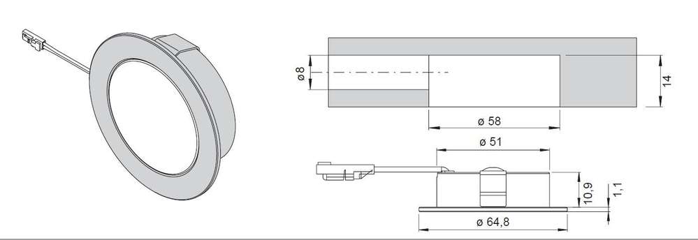 L&S Einbauleuchte Chip 58 24 V 4,0 W NW 4000 K Edelstahl