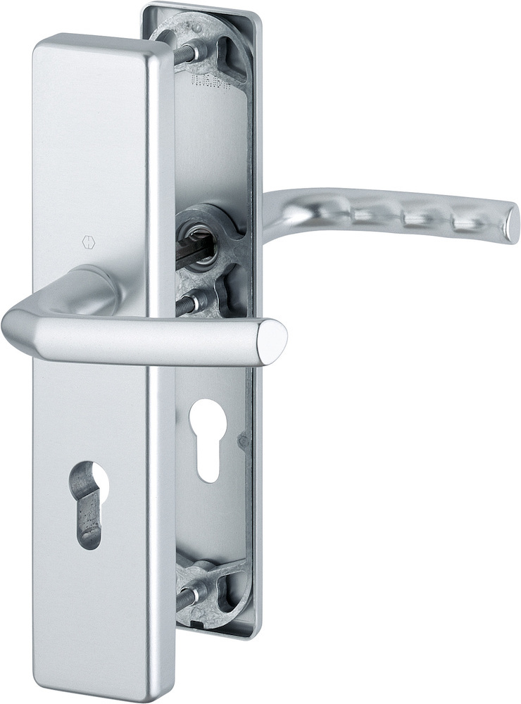 HOPPE® Schutz-Drückergarnitur mit Langschild Birmingham 1117/2222A/2440, 8/72 mm, Aluminium, 2550591