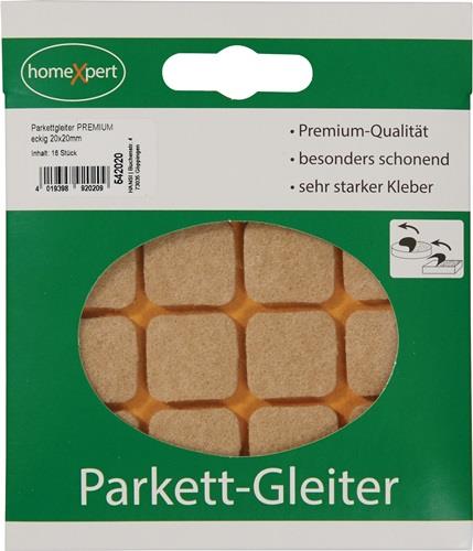 Parkettgleiter Premium 20 x 20mm Filz natur eck.selbstkl.