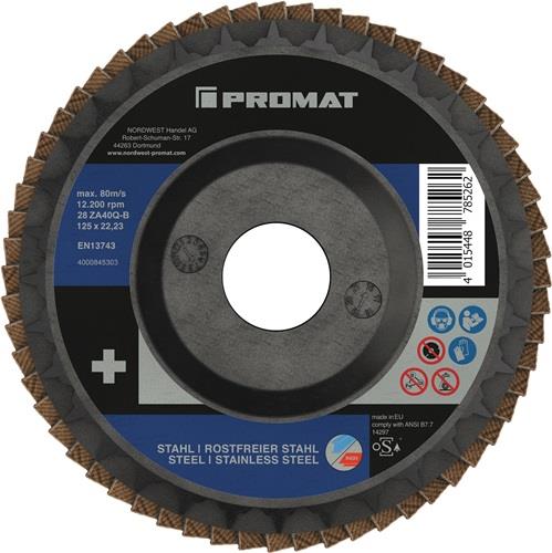 PROMAT Premium Fächerscheibe 2in1 D.125mm K.80 fl.INOX/Stahl ZK PROMAT