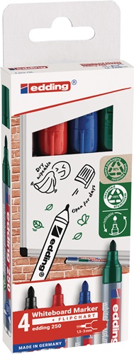EDDING Whiteboardmarker 250 schwarz/rot/blau/grün Strich-B.1,5-3mm Rundspitze EDDING