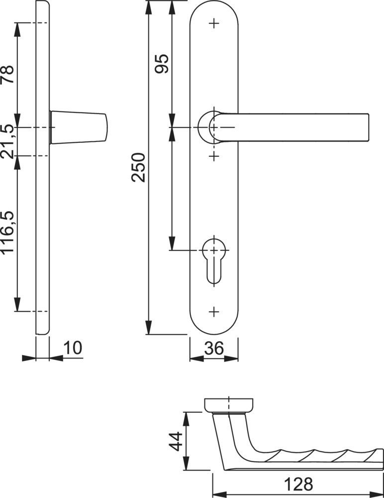 HOPPE® Drücker-Halbgarnitur mit Schmalschild Hamburg 1700FA/3357SN, Aluminium, 12170926