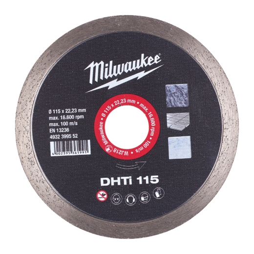 MILWAUKEE Keramik u. Naturstein, geschlossen Diamanttrennscheibe DHTi 115 mm