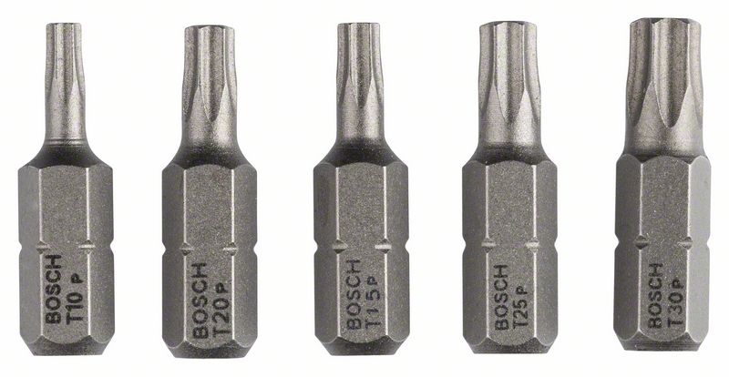 BOSCH Schrauberbit-Set Extra-Hart (Torx), 5-teilig, T10, T15, T20, T25, T30, 25 mm