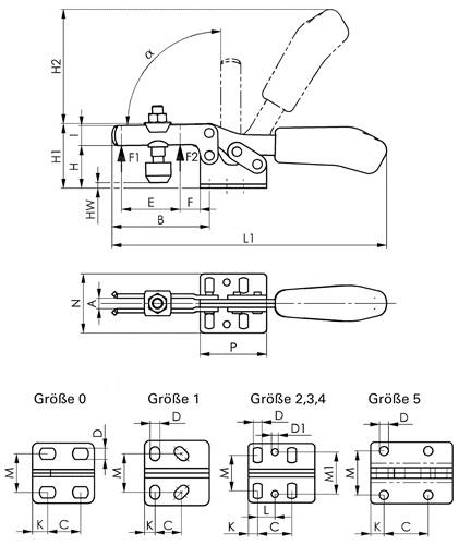 AMF Waagrechtspanner Nr.6830 Gr.2 waagrechter Fuß AMF