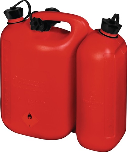 HÜNERSDORFF Kraftstoffdoppelkanister PROFI 5,5+3l rot HDPE L316xB145xH312mm HÜNERSDORFF