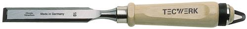 TECWERK Stechbeitel Schneiden-B.18mm m.Zwinge Weißbuchenh.Ulmer Form CV-Stahl TECWERK