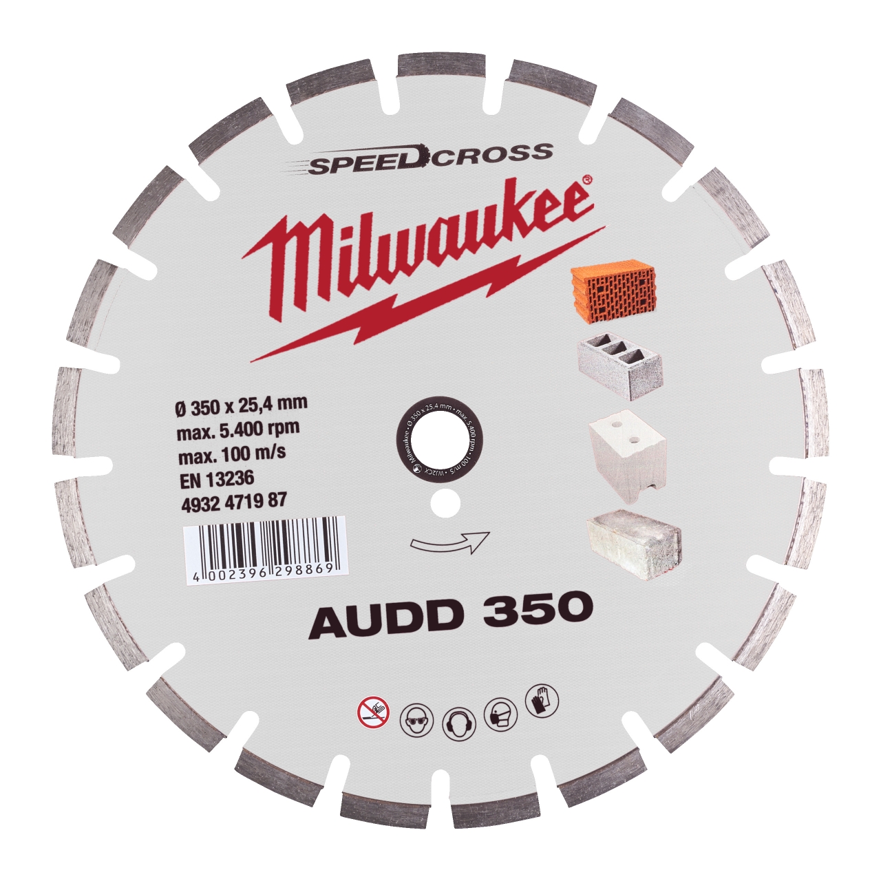 MILWAUKEE für abrasive Materialien Speedcross Diamanttrennscheibe AUDD 350 mm