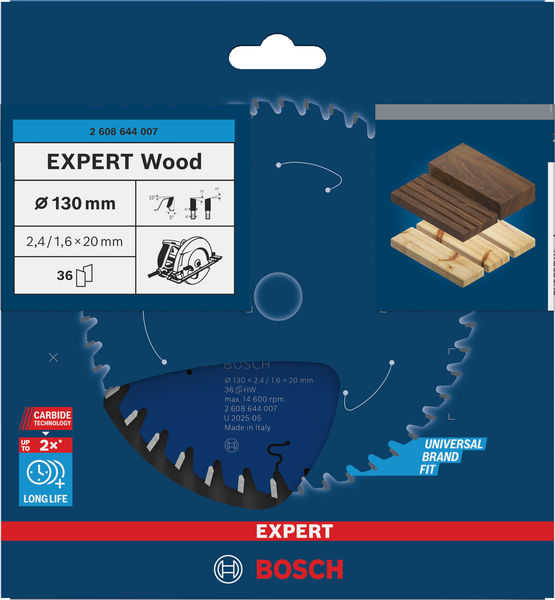 BOSCH Kreissägeblatt Expert for Wood, 130 x 20 x 2,4 mm, 36