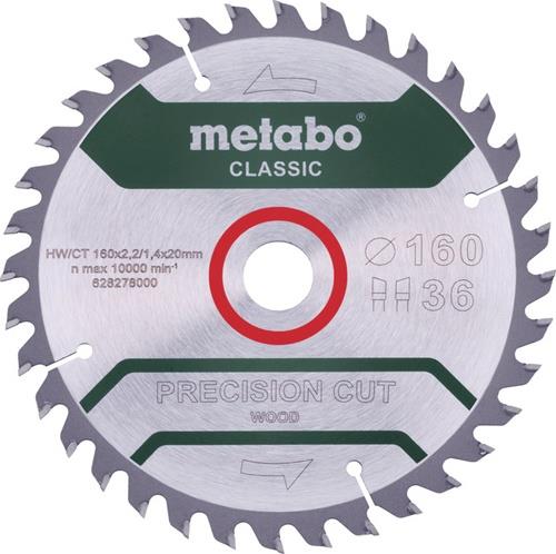 METABO Kreissägeblatt precision cut wood classic D165x2,2/1,4xBohrung20mm Z.36 WZ