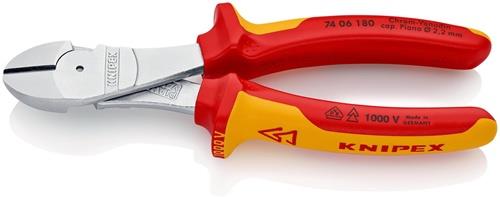 KNIPEX Kraftseitenschneider L.180mm VDE Form 0 Mehrkomp.-Hüllen KNIPEX