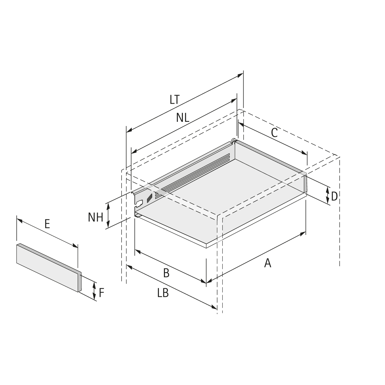 HETTICH Schubkasten-Set MultiTech, 86 / 400, weiß, 9127881