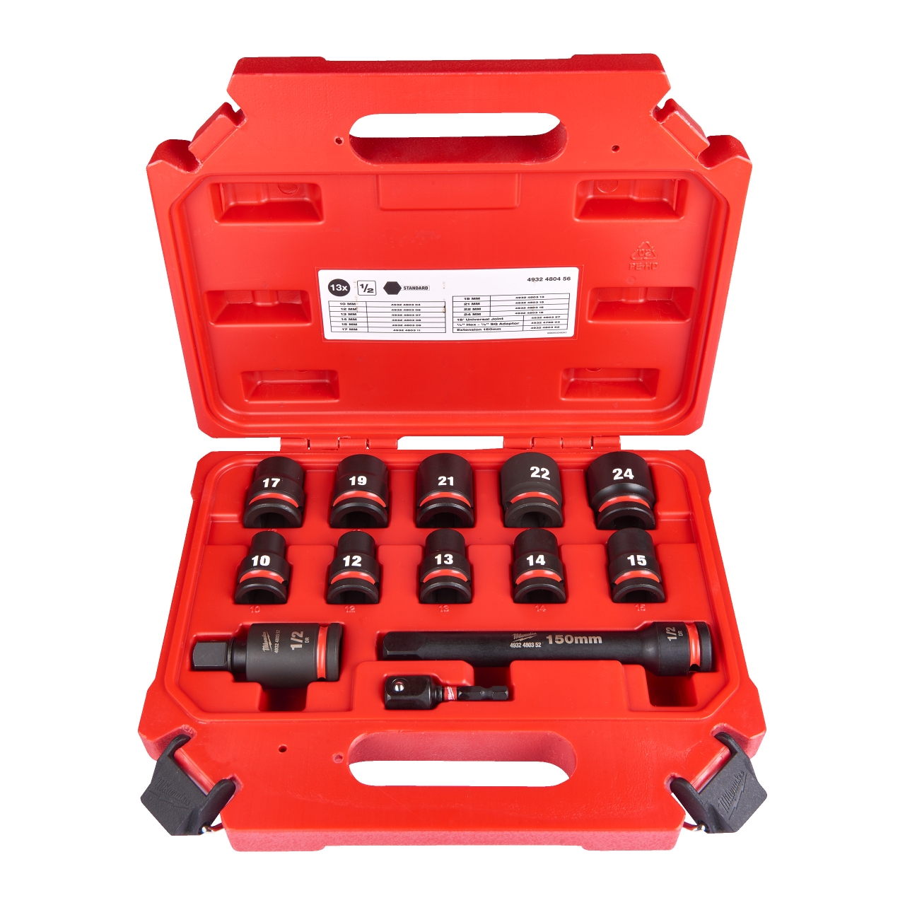 MILWAUKEE 13-teiliges Set SHOCKWAVE Schlagnuss 1/2" kurz Set