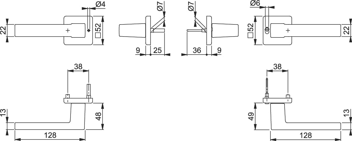 HOPPE® Austin Drückergarnitur, schwarz matt, MiniLock, verriegelbare Griffrosette, ohne Schlüsselrosette, rechts