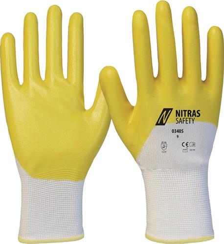 NITRAS Handschuhe 03405 Gr.11 weiß/gelb PES m.Nitril EN 388 PSA II 12 NITRAS