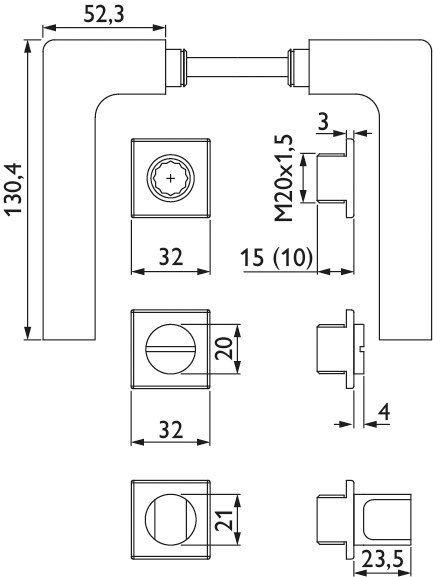 HERMAT Drückergarnitur mit Rosetten EVENT 1002/2401.K, Edelstahl