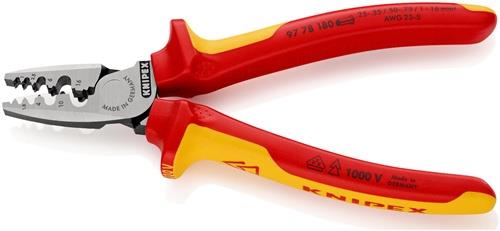 KNIPEX Aderendhülsenzange Gesamt-L.180mm 0,25-16,0(AWG 23-5)mm² pol.Mehrkomp-Hüllen VDE KNIPEX Aderendhülsenzange Gesamt-L.180mm 0,25-16,0(AWG 23-5)mm² pol.Mehrkomp-Hüllen VDE