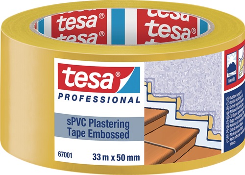 TESA PVC Putzband 67001 quergerillt gelb L.33m B.50mm TESA