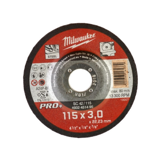 MILWAUKEE SC42 3 mm gekröpft Metalltrennscheibe PRO+ 115 mm