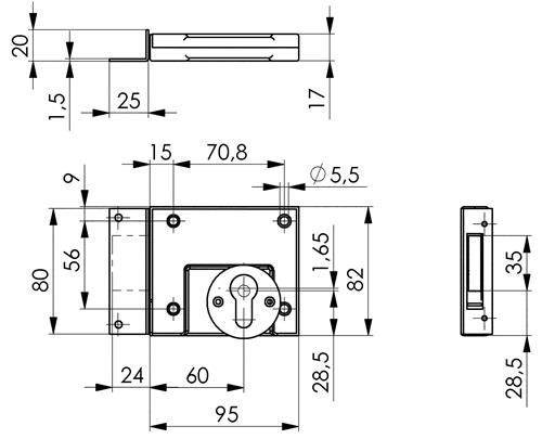 AMF RGS 49 DIN L/R BB m.Winkelschließbl.60mm AMF