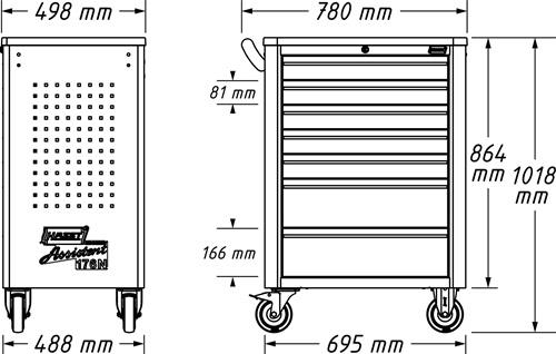 HAZET Wkz.wagen 176N-7 B498xT780xH1018mm 480kg 7 Schubl.HAZET