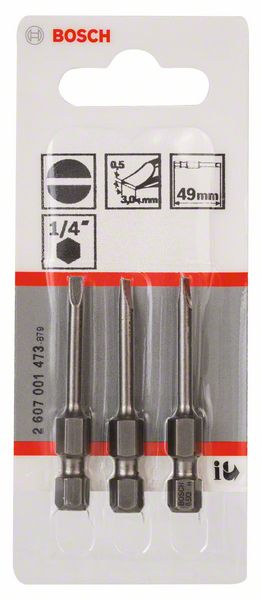 BOSCH Schrauberbit Extra-Hart S 0,5 x 3,0, 49 mm, 3er-Pack