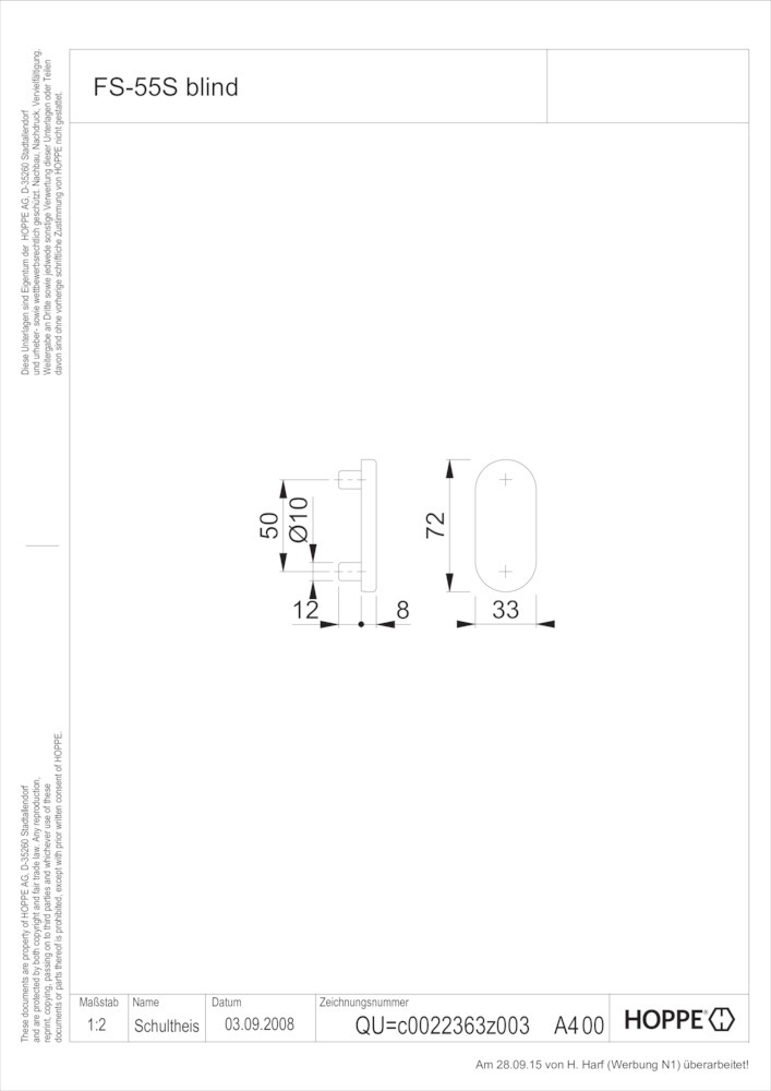 HOPPE® FH Schlüsselrosette FS-E55S, Edelstahl, 11733469