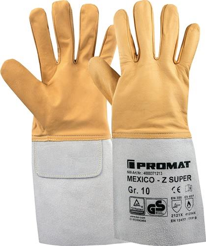 PROMAT Schweißerhandschuhe Mexico Z Super Gr.9 gelb/grau Ziegennappa-/Spaltleder 10 PA