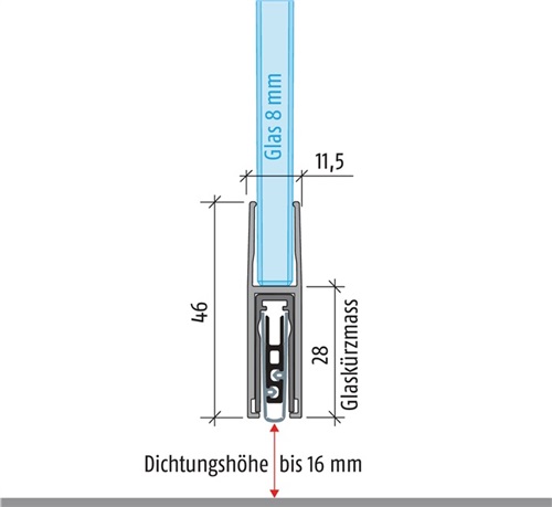 PLANET Türdichtung KG-F8 schmal 1-s.L.834mm Alu.silberf.GLT PLANET
