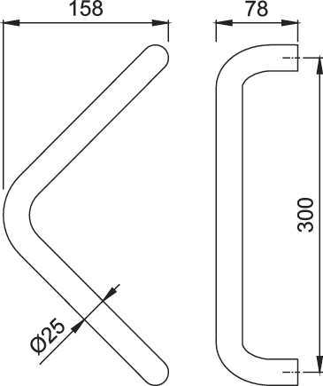 HOPPE    BA 300 mm L   Edelstahl Objekttür, Haustür edelstahl matt