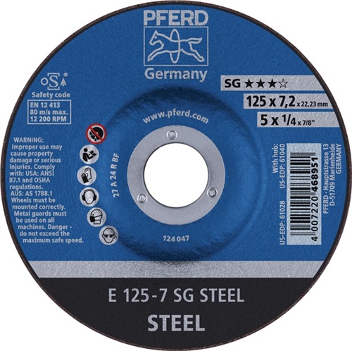 PFERD Schruppscheibe SG STEEL D180xS8,3mm gekr.STA Bohr.22,23mm PFERD