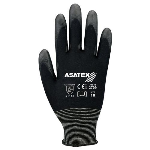 AT Handschuhe Gr.7 schwarz PA m.Soft-Polyurethan ASATEX