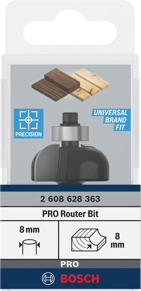 BOSCH Hohlkehlfräser, 8 mm, R1 8 mm, D 28,7 mm, L 13 mm, G 54 mm